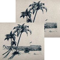 Peaceful Beach Set of 2 Each Swedish Dishcloths | ECO Friendly Absorbent Cleaning Cloth | Reusable Cleaning Wipes