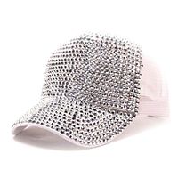 Tomppy Baseball Caps for Men Women Summer Sun Protection Rhinestone Mesh Breathable Adjustable Dad Trucker Sun Hat White