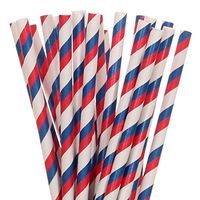 Biodegradable Paper Straws Navy Blue And Red Striped (75)