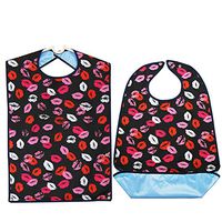 BIHIKI 2 PCS Adult Bib for Eating with Crumb Catcher,PVC Waterproof Clothing Protector,Stain Resistant Adult Aid Apron for Elderly Patient Senior,18.5"X24.8"