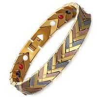 HAIHF Mens Magnetic Bracelet with Health 4 Element Magnets for Arthritis Pain Relief Bracelet,Length Adjustable with Free Link Removal Tool, Creative Gift for Ladies,Gold