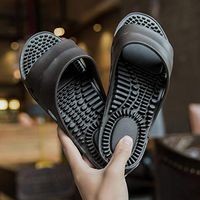 ADAHX Acupressure Massage Slippers, PVC Therapeutic Reflexology Sandals for Foot Acupoint Massage Shiatsu Arch Pain Relief Couple Slippers, Fit Men/Women,Black,40/41