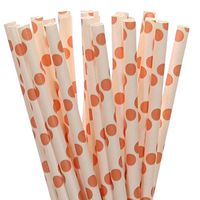 Peach Polka Dot Paper Straws (50)