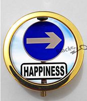BlackKey Happiness Beautiful Inspirational Word 3-Compartment Decorative Pocket Gift Box Case Organizer for Pill, Color 2 -1773