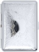 Silver Victorian Scroll (14 Kings) Metal-Plated Elastic Bands Cigarette Case & Stash Box
