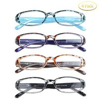 4 Pairs Reading Glasses with Spring Hinge, Blue Light Blocking Glasses, Computer Reading Glasses for Women and Men, Oval Frame(4 Color, 2.00 Magnification)