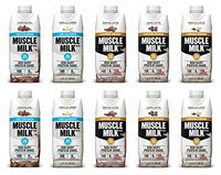 Muscle Milk Protein Shake Variety 10-Pack Includes Vanilla Creme, Chocolate, Café Latte, Mocha Latte, and Vanilla Latte Coffee House Shakes.