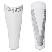 Athletec Sport Compression Calf Sleeve (20-30 mmHg) for Shin Splints, Running, Travel, Cycling, Leg Pain and Calf Pain Relief - Size Small/Medium in White (One Pair)