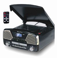 TechPlay ODC35 3 Speed Turntable Programmable MP3 CD Player, USB/SD, Radio & Remote Control (Black)