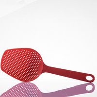 Slotted Spoon Extra Large Kitchen Scoop Strainer Colander with Long Handle for Chef, Red