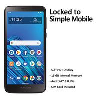 Simple Mobile Motorola Moto e6 4G LTE Prepaid Smartphone with $50 Airtime Bundle