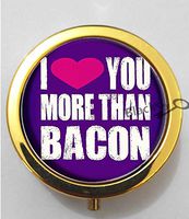 BlackKey I Love You More Than Bacon 3-Compartment Decorative Pocket Gift Box Case Organizer for Pill, Color 2 -743