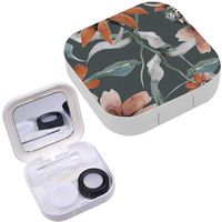 Portable Contact Lens Case Box Travel Kit Mirror + Bottle + Tweezers Container Holder [ Flowers ]