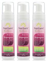 No Rinse Shampoo by Nurture | Rinse Free Shower Cap Alternative - Foaming Pump Bottle - Waterless Nourishing Foam Shampoo That Cleanses and Rejuvenates - 3 Bottles - 8.5 fl oz Each
