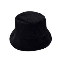 KAIXLIONLY Women Bucket Hat Winter Faux Fur Hat Fisherman Hat Plush Warmer Beanie Vintage Fedoras Visor Caps (Black)