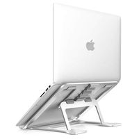 SOUNDANCE Aluminum Laptop Stand Adjustable, Compatible with Apple Mac MacBook 10 to 14 Inch Notebook, Ventilated Portable Ergonomic Desktop Holder Riser for Office Desk, Metal Silver AS1