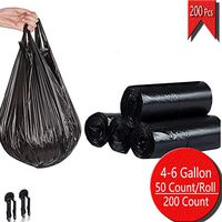 Intservice 17.7x25.6 inch 4 Gallon T-shirt Trash Bags Roll, Kitchen Garbage Bags, Rubbish Bags Wastebasket Liners for Bathroom, Home, Office, 2 FREE ANTI-SLIP CLIPS, 200 pcs (4 Rolls, Black)