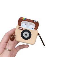 ICI-Rencontrer Cute Mordern 3D Mini Rainbow Camera Design Airpods Case Creative Square FunCam Soft Silicone Wireless Headset Waterproof Shockproof Protective Case With Hook