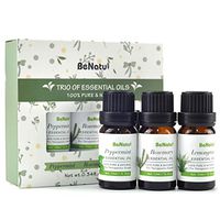 Benatu Peppermint Essential Oils Set with Rosemary, Lemongrass - Pure Therapeutic Grade Starter Kit for Diffuser, Massage or Hair Growth 3 Packs - 10ml