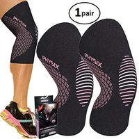 PHYSIX GEAR SPORT Knee Support Brace - Premium Recovery & Compression Sleeve For Meniscus Tear, ACL, Running & Arthritis - Best Neoprene Wrap for Crossfit, Squats & Heavy Duty Workouts (1 PAIR Pink M)