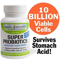 Natural Wellness Super Probiotics - 10 Billion Viable Cells Per Serving- 30 Day Supply