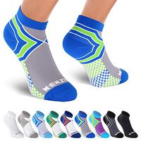 NEWZILL Low-Cut Compression Socks Unisex Running Socks With Embedded Frequency Technology For Heel, Ankle & Arch Support, Improves Stamina Endurance & Balance (Large, Royal Blue/Neon Green)