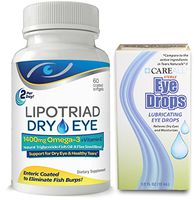 Complete Dry Eye Relief Kit - 1400mg Omega 3 Dry Eye Supplement Plus Dry Eye Relief Drops - Helps Dry Itchy Eyes - 60 Softgels + Eye Drops