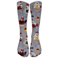 Kakgop Red Chickens Grey Knee High Graduated Compression Socks for Women and Men - Best Medical, Nursing, Travel & Flight Socks - Running & Fitness