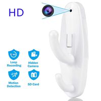 Spy Cameras Hidden Clothes Hat Hook Camera Wireless Home Security Surveillance Camera Covert Tiny Nanny Cam Compact Indoor/Outdoor Video Recorder White
