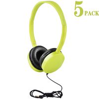 5Pack Kids Headphones/Earbuds/Earphones for Classroom, HONGZAN Bulk Headphones for School Classroom, Libraries, Museums, Laboratories, Students and Adults (Light Green)
