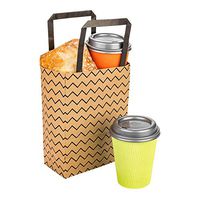 Saving Nature Kraft Paper Large Shopping Bag - Black Zig Zag - 16" x 9 3/4" x 17 1/4" - 100 count box - Restaurantware