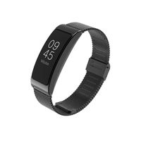 MIJOBS Compatible with Fitbit Inspire HR Bands/Fitbit Inspire Band, Stainless Steel Metal Strap Replacement Wristbands Water Resistant Bracelet Accessories for Women Men (Black)