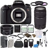 Canon EOS Rebel T6s DSLR Camera (Body Only) + Canon EF 50mm f/1.8 STM Lens + Canon EF 75-300mm f/4-5.6 III Lens + Extra Battery + Charger + 128GB + Remote + Card Reader + Tripod Bundle 128