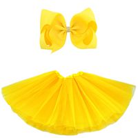 BGFKS 5 Layered Tulle Tutu Skirt for Girls with Hairbow and Hairties, Ballet Dressing Up Kid Tutu Skirt (Yellow, 2-8 Years Old)