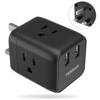 UK Ireland Scotland Travel Adapter Plug, TESSAN UK Power Adapter with 2 USB Ports 3 American Outlets, Adaptor for USA to England British London Hong Kong, Type G