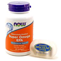 Bundle – 2 Items : 1 Bottle of Super EPA by Now Foods - 60 Softgels and 1 VDC Pill Box