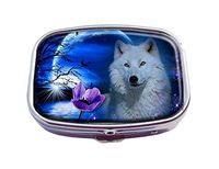 Top A Wolf Custom Personalized Square Pill box Decorative Box Vitamin Container Pocket Or Wallet (Wolf-1)