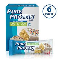 Pure Protein Bars, High Protein, Nutritious Snacks to Support Energy, Low Sugar, Gluten Free, Birthday Cake, 1.76oz, 6 Pack