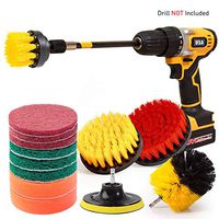 Nexitlife Drill Brush Attachments Clean Automobile, Bathroom Surfaces Tub, Shower & Kitchen, with Long Bit Extension All-purpose Scrub Grout Tile Pool Corners, Attach Pads and Sponge Set 14 Piece