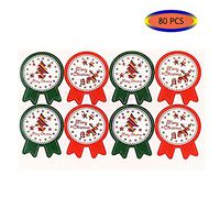 80Pcs Merry Christmas Gift Tags Stickers Badge Stickers Labels Christmas Tree Elk Decorative Seal Stickers for Cards Gift Envelopes Boxes