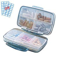 Moisture Proof Pill Organizer Case, Large Travel Size Medicine Organizer with 8 Compartment for Medication and Supplements, Portable Airtight Daily Pill Boxes Sorter Vitamin Container Organizer