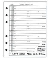 4 ¾ x 6 Inch Address Book Refill 14 Sheets (28 Pages) fits Many Older Hallmark Books Same Size As AR253 Refills