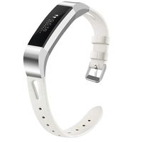 OenFoto Compatible Fitbit Alta/Alta HR Bands, Adjustable Classic Genuine Leather Wristband Replacement Watch Band Strap Accessory Bracelet for Fitbit Alta/Alta HR Smart Watch,Large Off White