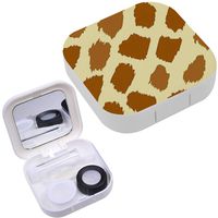 Portable Contact Lens Case Box Travel Kit Mirror + Bottle + Tweezers Container Holder [ Giraffe Skin ]