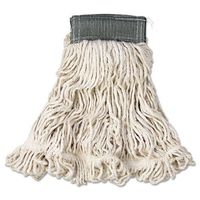 Rubbermaid Commercial FGA15206WH00 6-Piece Web Foot Cotton/Synthetic Medium Wet Mop Head with 5 in. Green Headband (White)