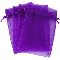 Sealike 100 Pcs Organza Drawstring Jewelry Pouch Bags Gift Bag Party Wedding Favor 4"x 6" inch with Stylus (Purple)