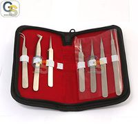 G.S 7 PCS STAINLESS STEEL TWEEZERS WATCH WATCHMAKER CRAFTS JEWELRY REPAIR TOOL KIT