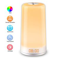 Elfeland Wake Up Light, LED Alarm Clock Sunrise Simulation Digital LED Clock Touch Control Night Light 5 Natural Sounds, Snooze, 256 Color RGB Mode, 3 Brightness Bedside Lamp for Bedrooms