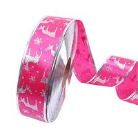 Ornerx Christmas Ribbon Reindeer Pink 2" x 3 yd