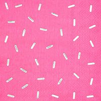 Sprinkles Paper Cocktail Napkins for Party, Silver Foil and Hot Pink (50-Pack)